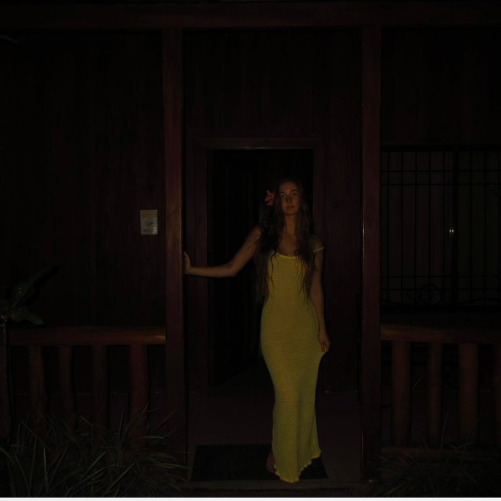 Yellow knit maxi dress